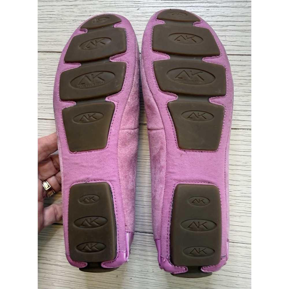 Anne Klein Sport Pink Sparkle Suede Ballet Driving‎ Flats Shoes Bow 7 M Coquette - Picture 8 of 9